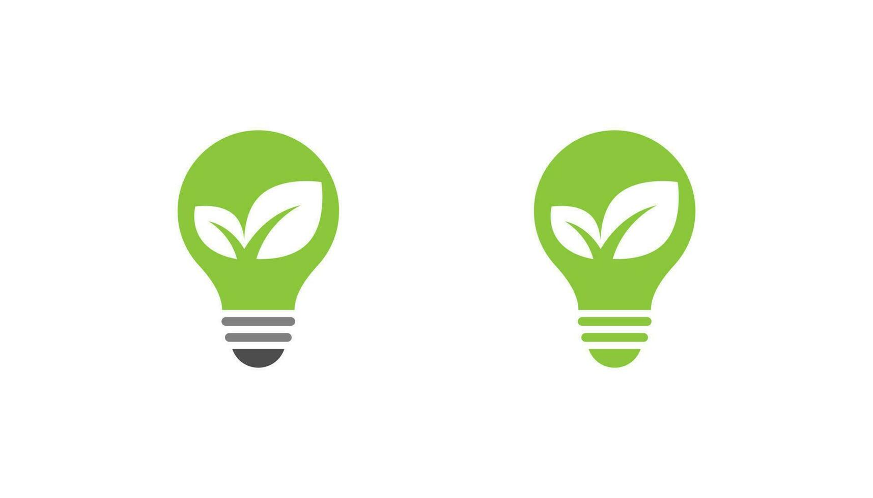 design del logo della lampadina a foglia verde vettore