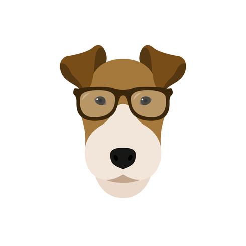 Fox Terrier cane con gli occhiali. vettore