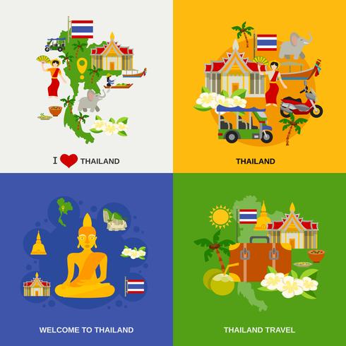 Set di icone di turismo Thailandia vettore