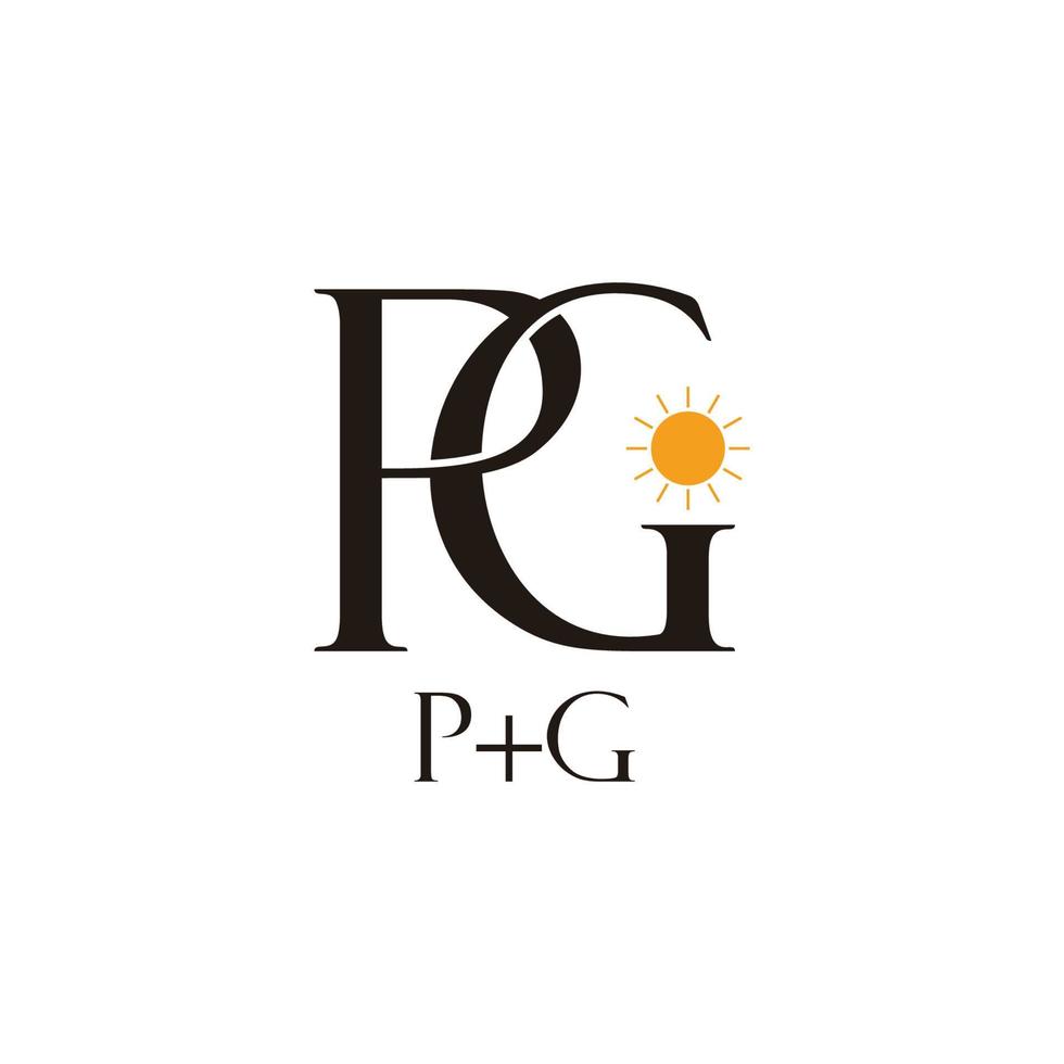 lettera pg simbolo del sole logo vector