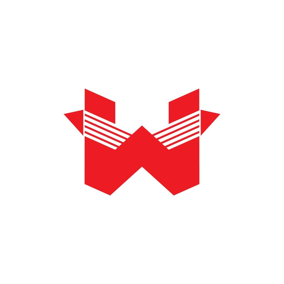 vettore del logo della freccia veloce geometrica delle strisce della lettera w