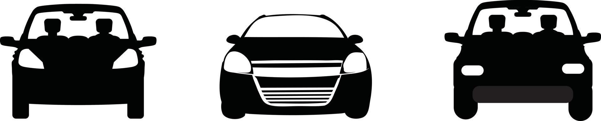 icona dell'auto. veicolo auto isolato. icone di trasporto. vista frontale della siluetta dell'automobile. berlina auto, veicolo o automobile simbolo su sfondo bianco, vettore di stock