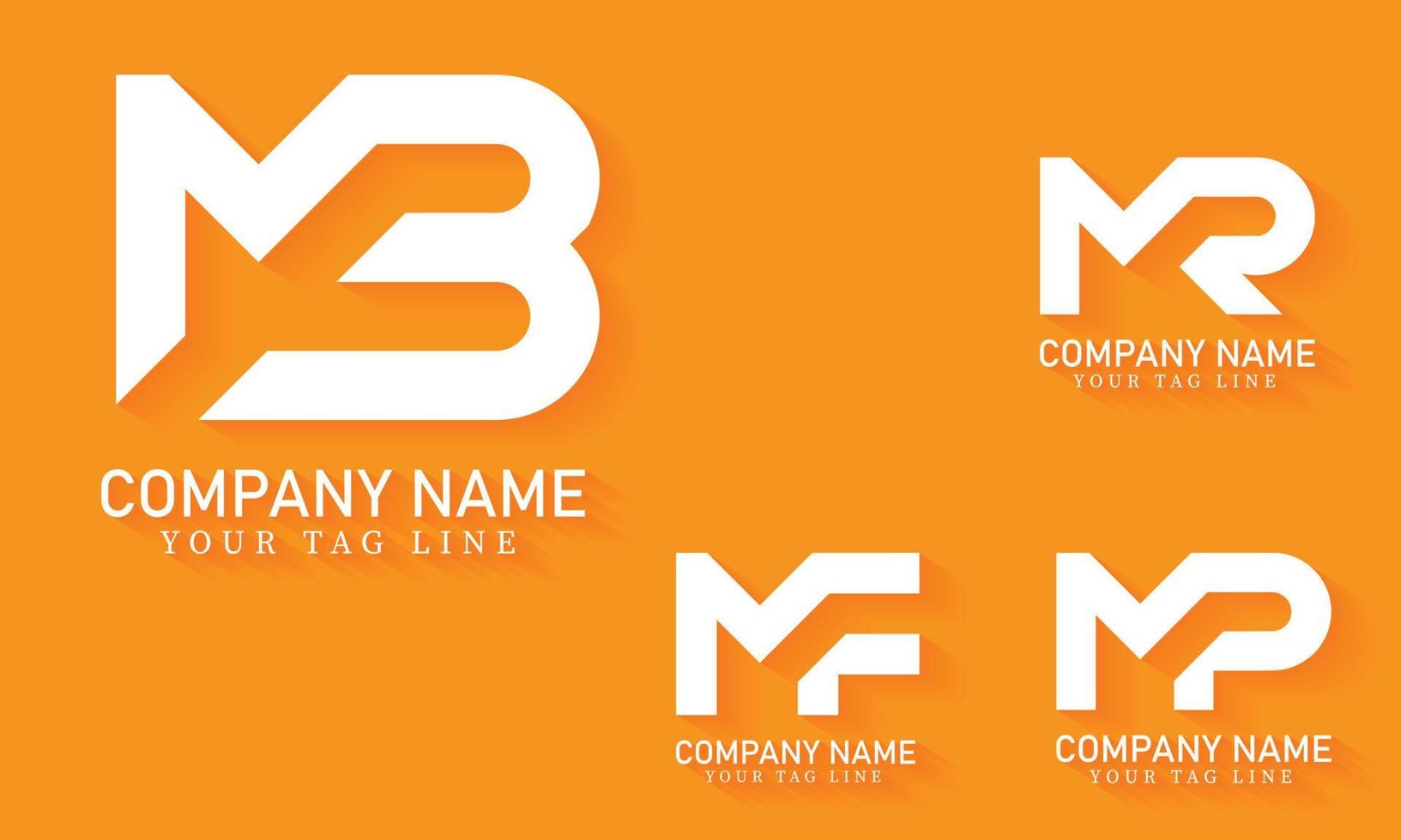 mb, mr, mf, mp, design del logo della lettera vettore