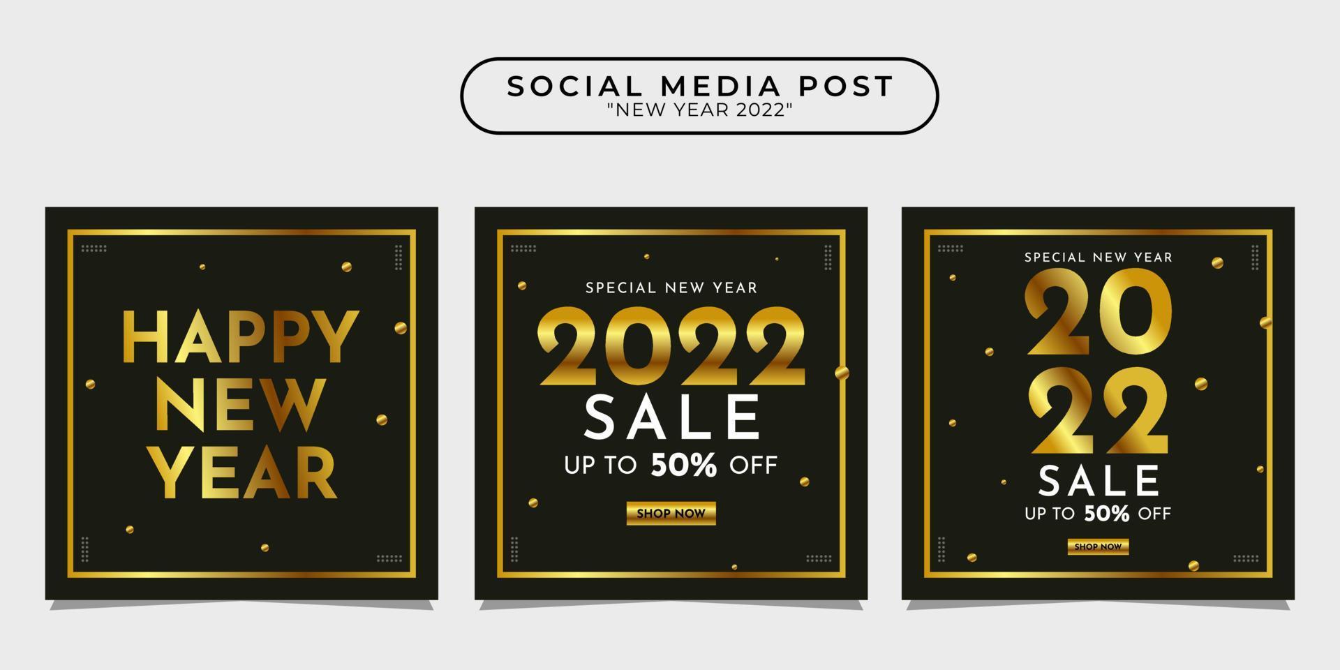 2022 felice anno nuovo raccolta di modelli di post sui social media per banner, poster, pubblicità, ecc. vettore