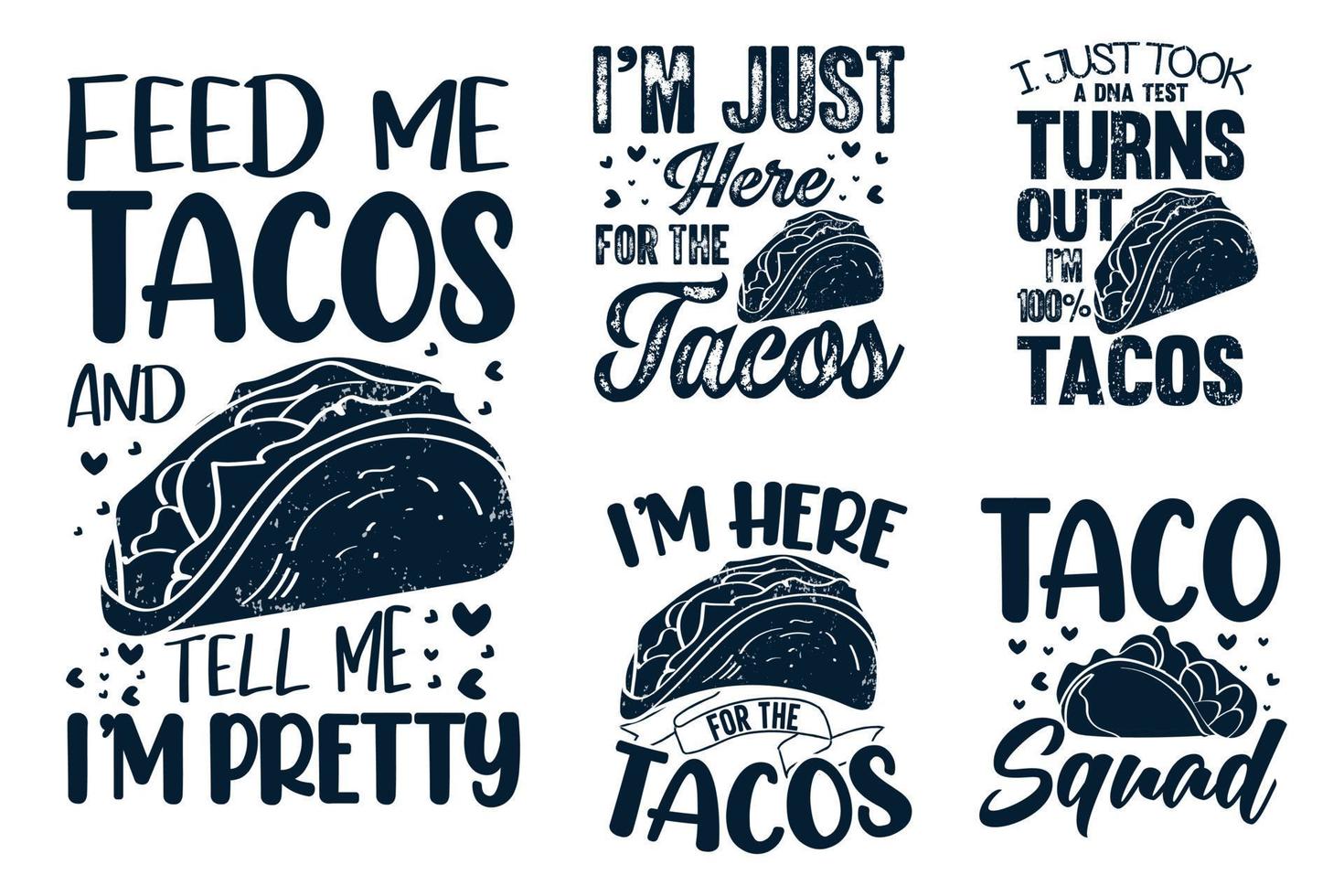 set di t-shirt con scritte tipografiche tacos con design di illustrazioni grafiche tacos vettore