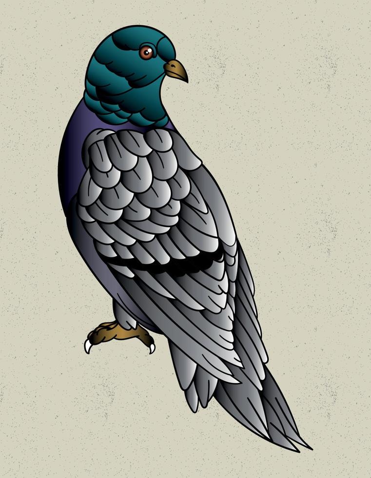tatuaggio di piccione vecchia scuola vettore