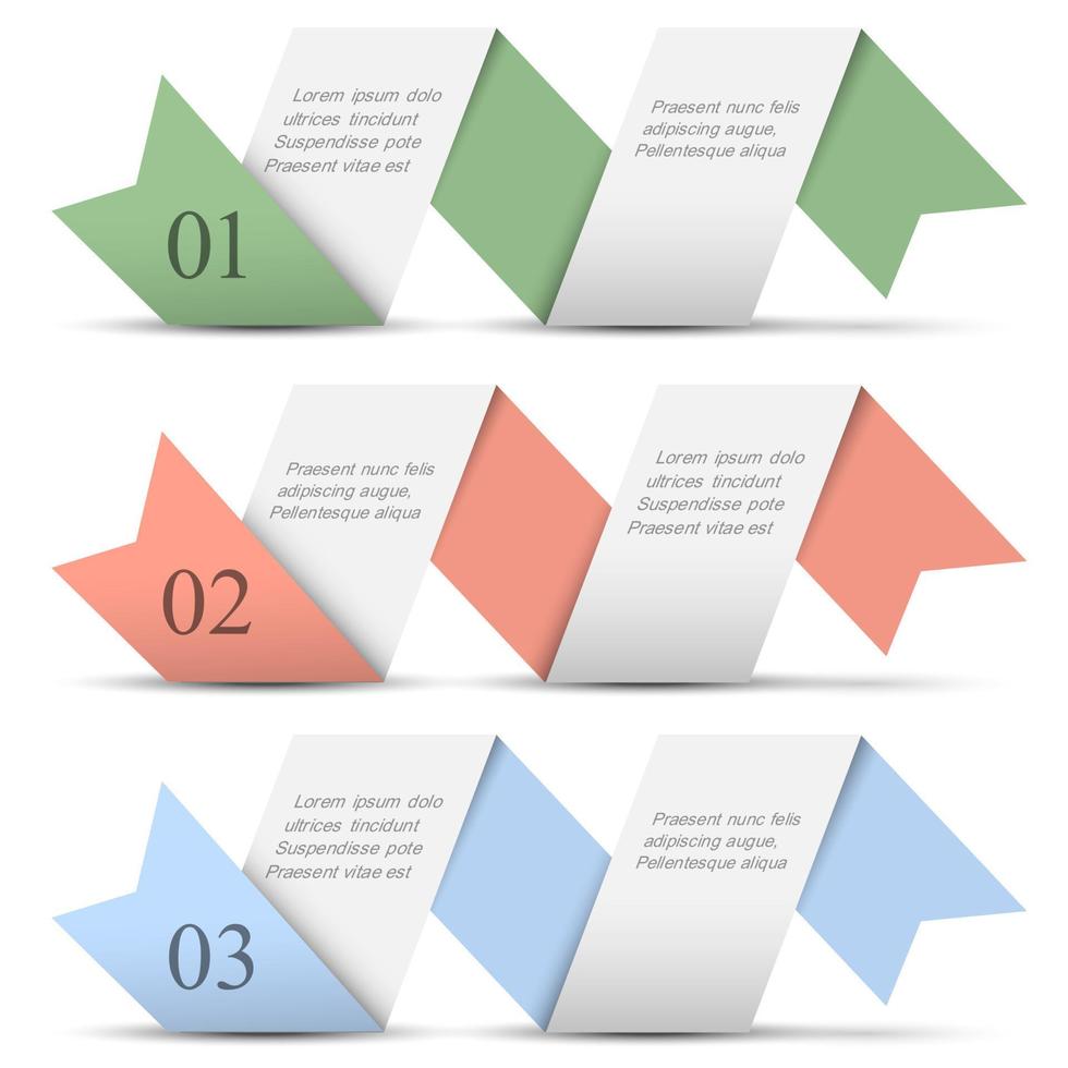striscioni numerati in carta origami in colori pastello vettore