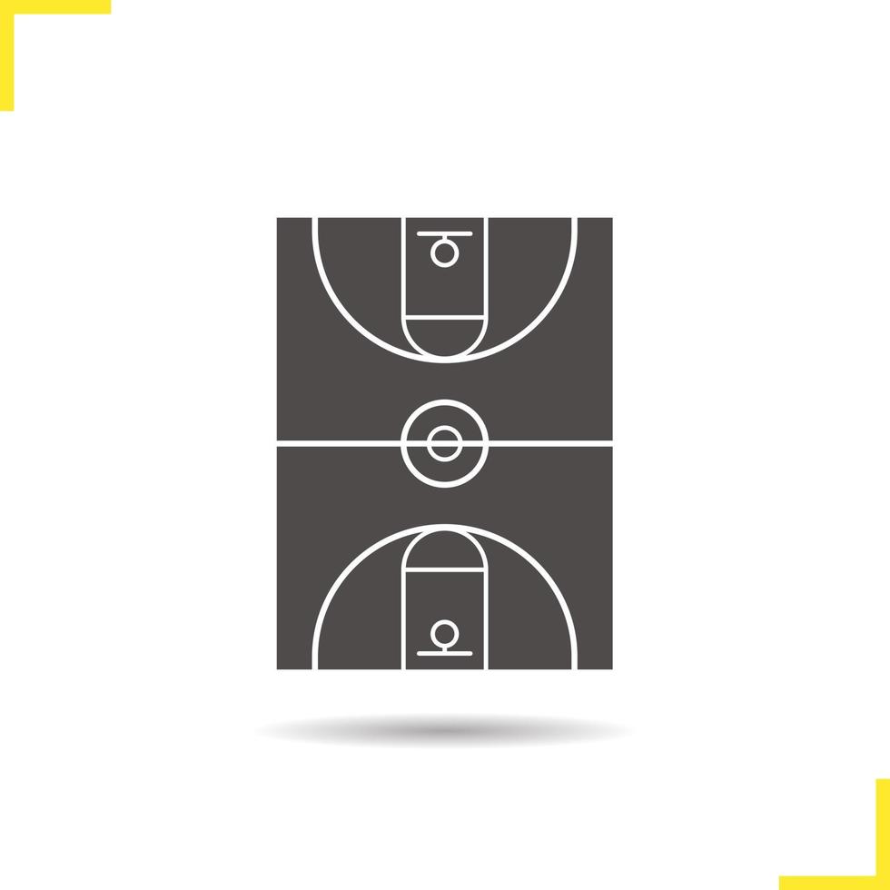 icona del campo da basket. spazio negativo. simbolo della siluetta dell'ombra. illustrazione vettoriale isolato