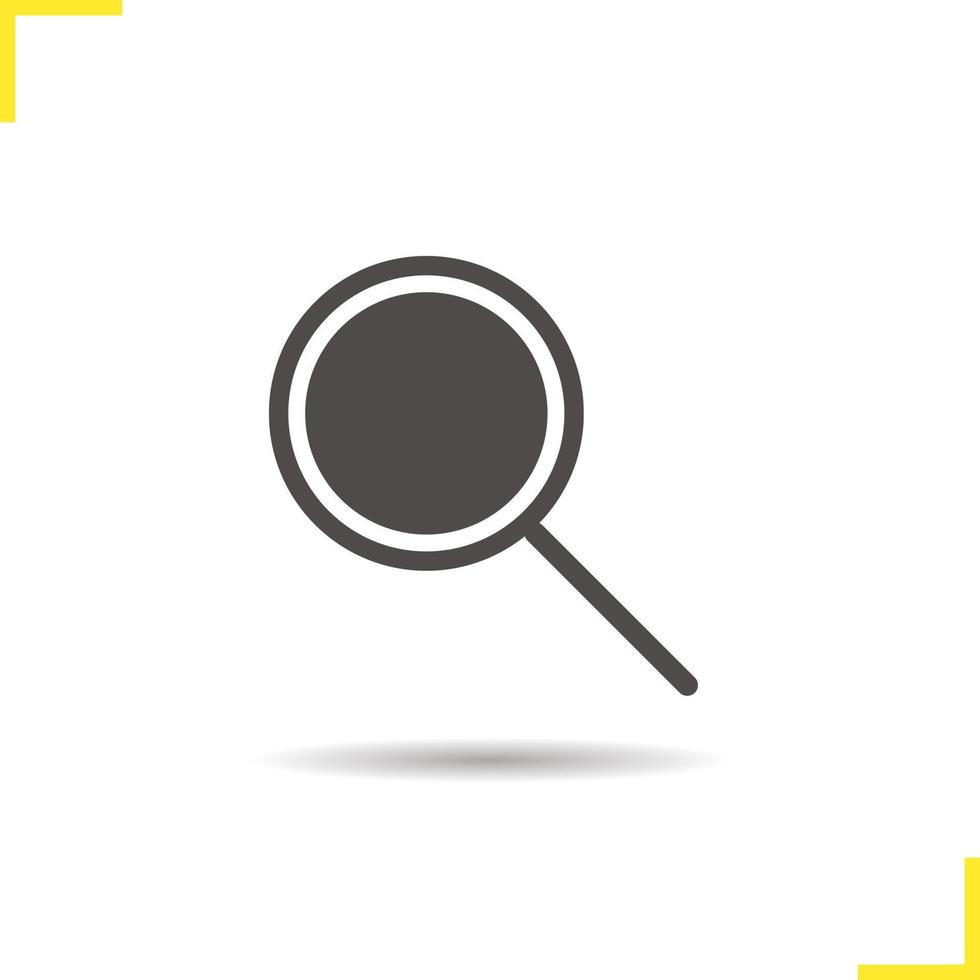 icona di ricerca. simbolo della siluetta della lente d'ingrandimento dell'ombra. illustrazione vettoriale isolato lente di ingrandimento