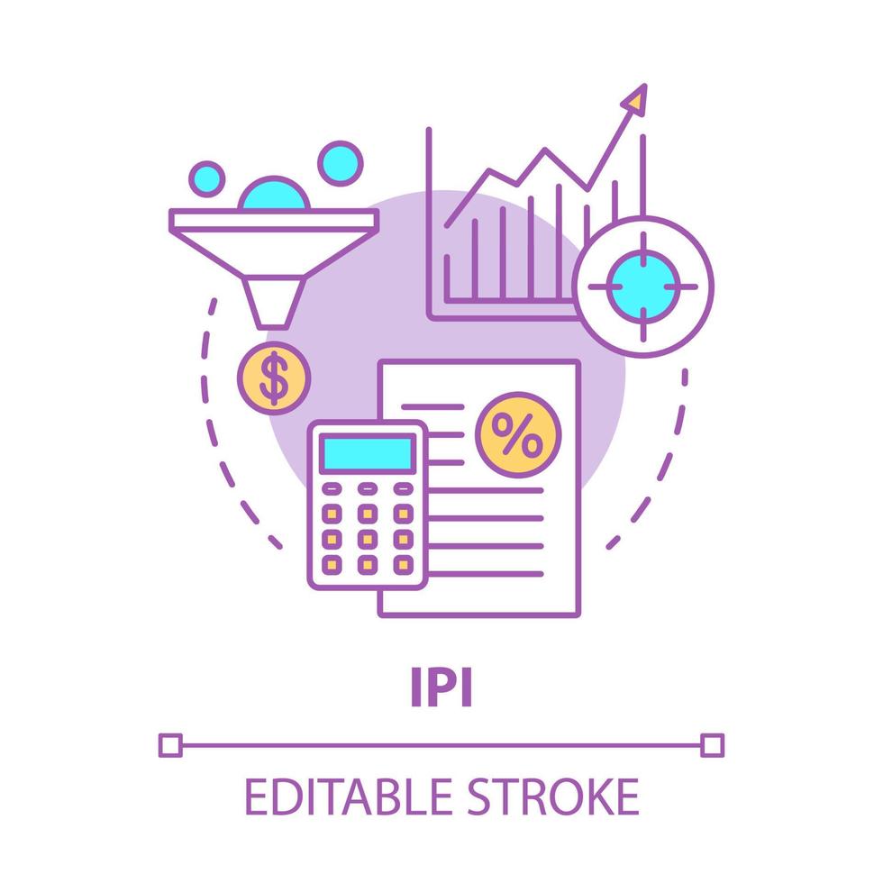 icona del concetto di ipi. indice di produzione industriale idea illustrazione al tratto sottile. indicatore di produzione economica. misurazione della produzione. disegno vettoriale isolato profilo. tratto modificabile