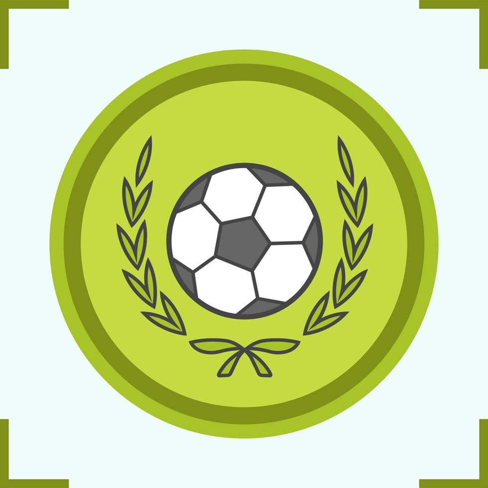 icona del colore della lega del campionato di calcio. pallone da calcio in corona di alloro. illustrazione vettoriale isolato