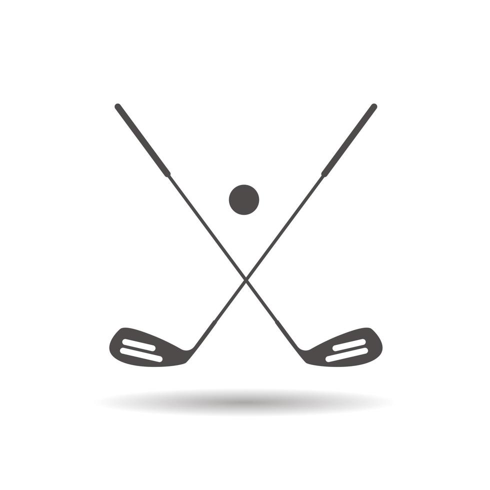 icona di mazze e pallina da golf. simbolo della siluetta dell'ombra. attrezzatura da golf. spazio negativo. illustrazione vettoriale isolato