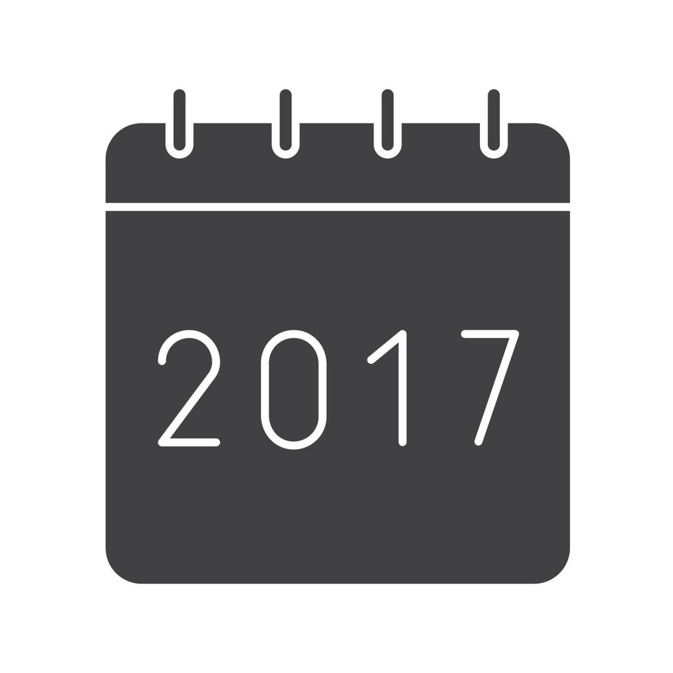 icona del calendario del nuovo anno 2017. simbolo di sagoma. spazio negativo. illustrazione vettoriale isolato