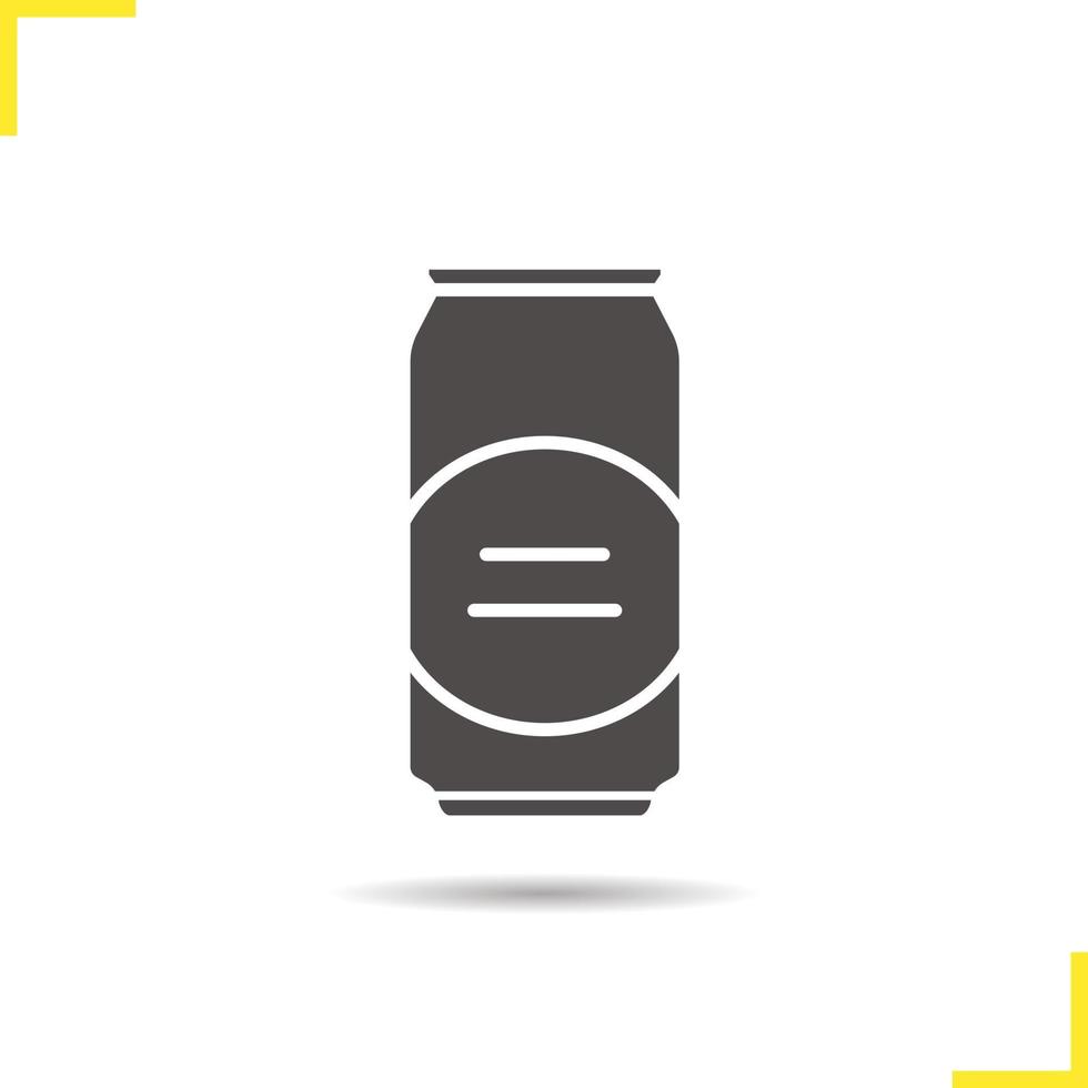 icona del glifo con lattina di birra. simbolo della siluetta dell'ombra. lattina di alluminio. spazio negativo. illustrazione vettoriale isolato