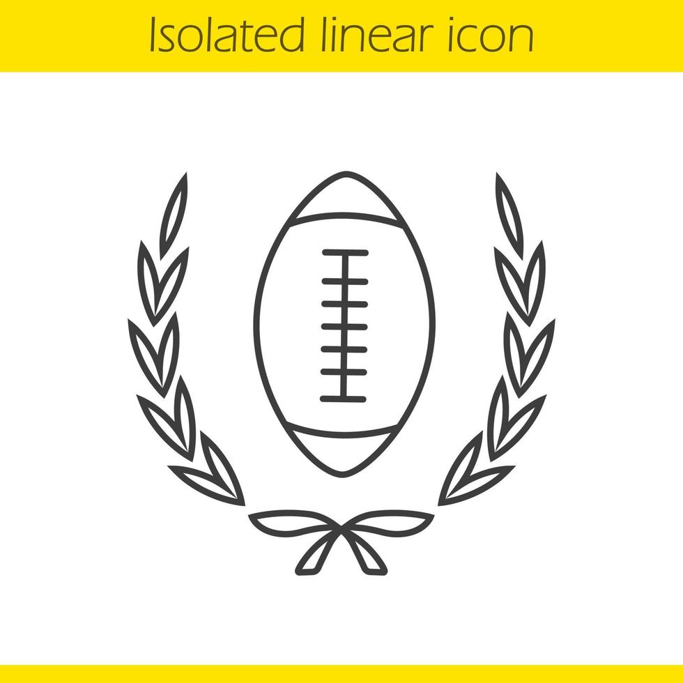 icona lineare del campionato di football americano. illustrazione di linea sottile. pallone da football americano in corona di alloro. simbolo di contorno. disegno vettoriale isolato contorno