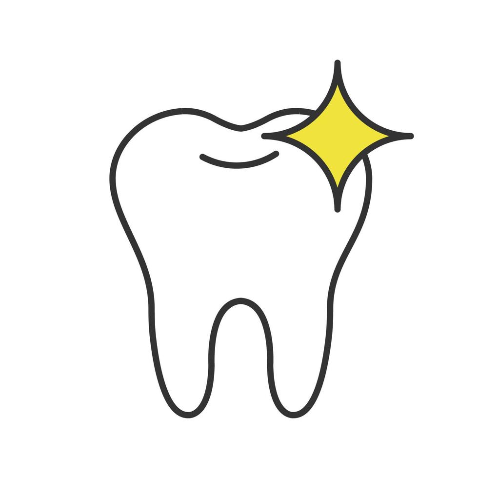 icona del colore del dente sano e brillante. sbiancamento dei denti. illustrazione vettoriale isolato