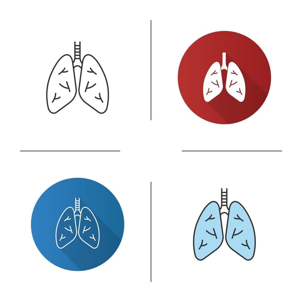 icona di polmoni umani. anatomia del sistema respiratorio. design piatto, stili lineari e di colore. illustrazioni vettoriali isolate