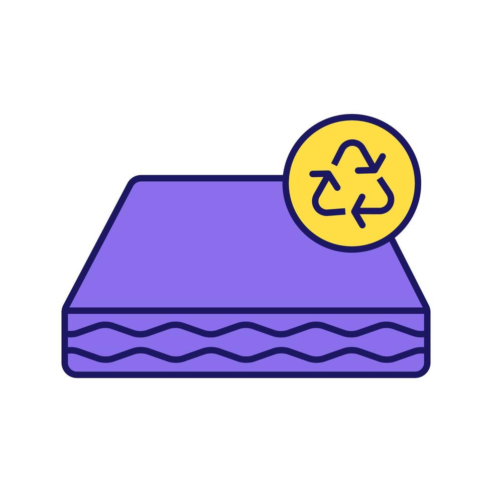 icona del colore del riciclaggio del materasso ecologico. Materasso ecologico riciclabile e riutilizzabile. illustrazione vettoriale isolato
