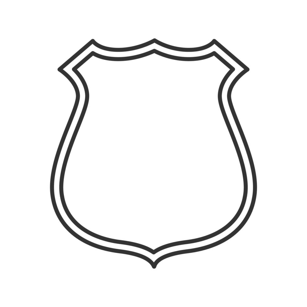 distintivo, icona lineare emblema. illustrazione di linea sottile. etichetta di vigile del fuoco o poliziotto. simbolo di contorno. disegno vettoriale isolato contorno