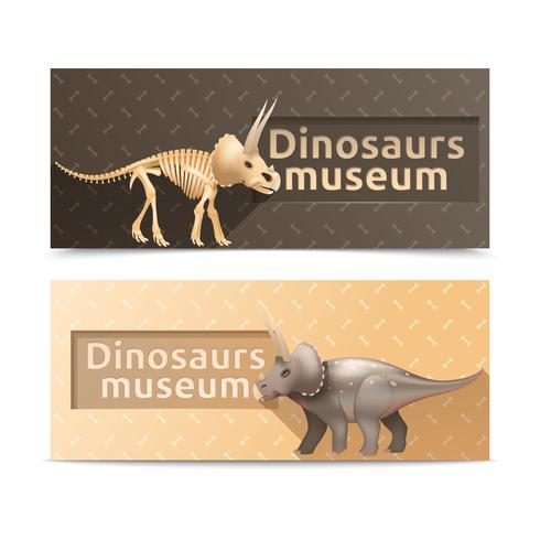 Bandiere orizzontali del museo dei dinosauri vettore