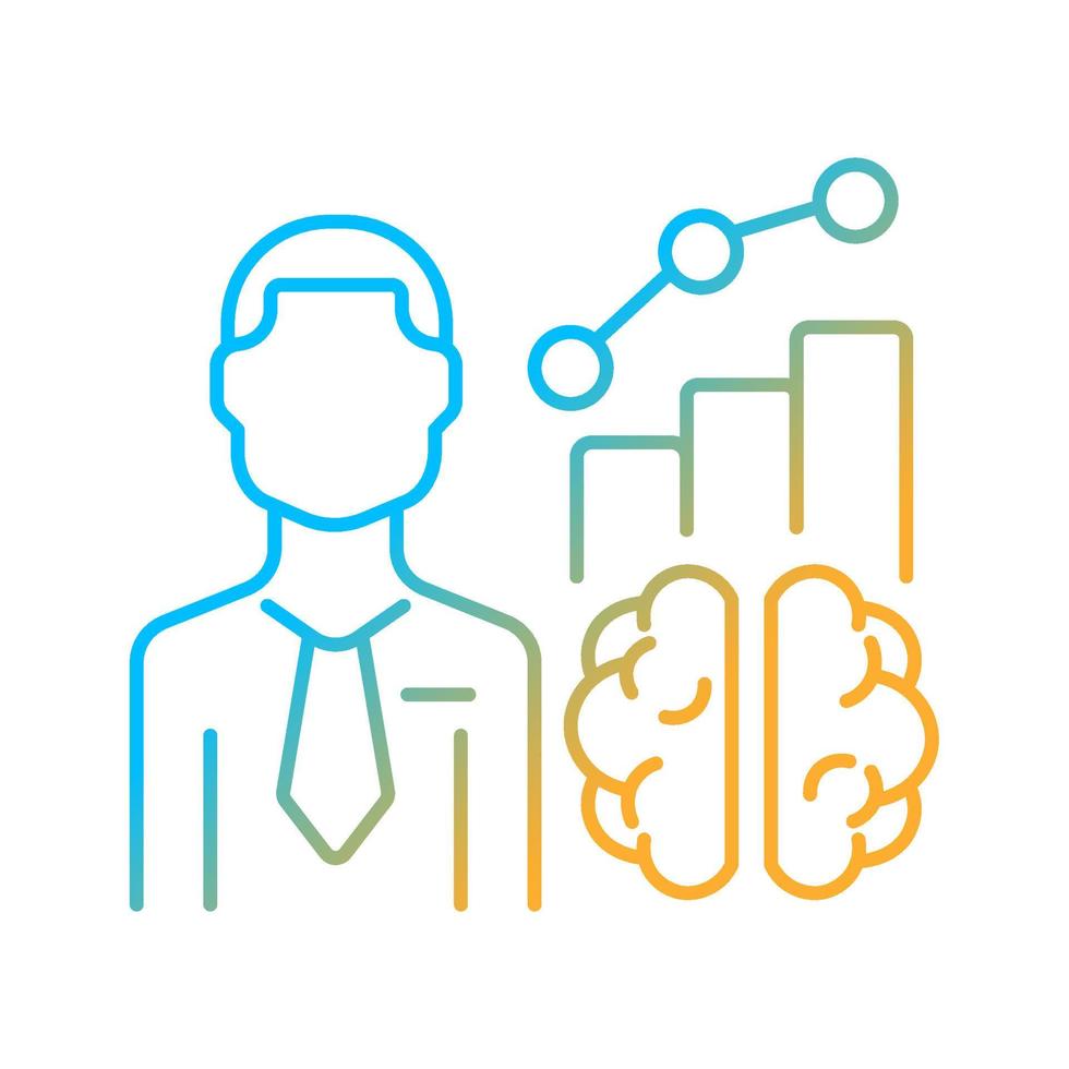 icona di vettore lineare gradiente manager di business intelligence. analista di mercato e clienti. soluzione che fornisce esperto. simbolo del colore della linea sottile. pittogramma in stile moderno. disegno vettoriale isolato contorno