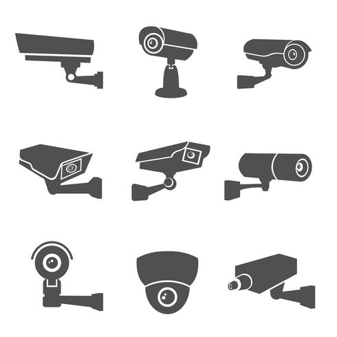 Icone di videosorveglianza vettore