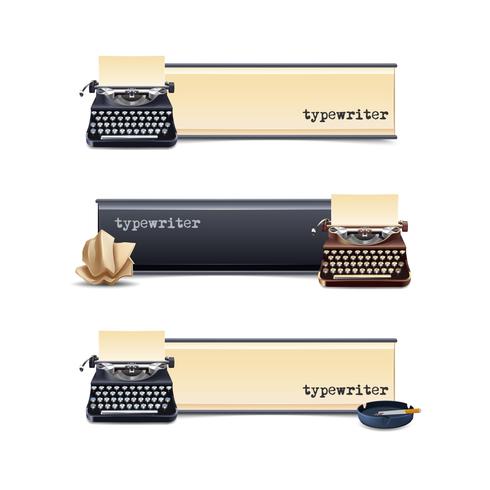 Set di banner di macchina da scrivere vettore