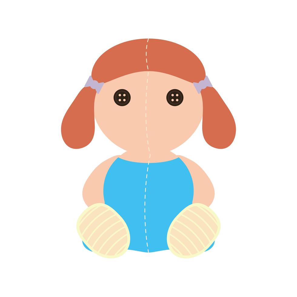 icona isolata del giocattolo del bambino della bambola sveglia vettore