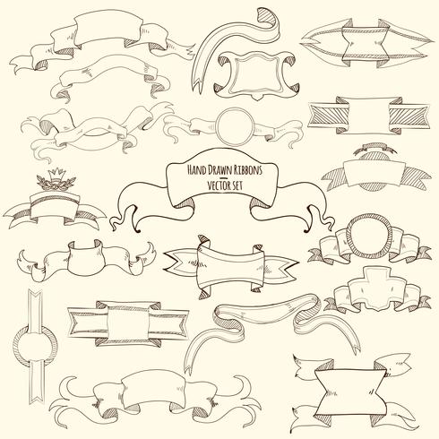 Set di nastri disegnati a mano vettore