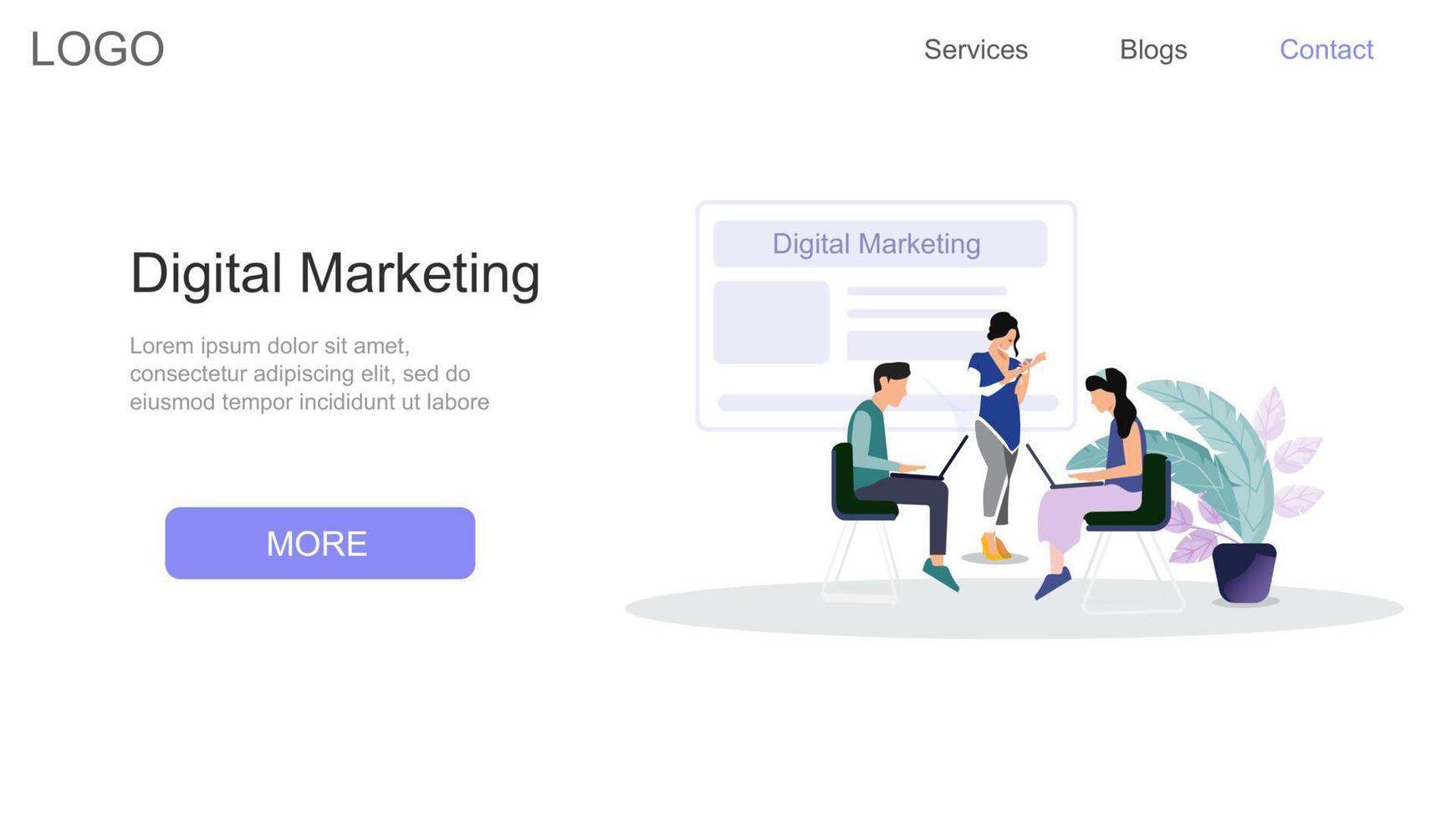 landing page di marketing digitale vettore