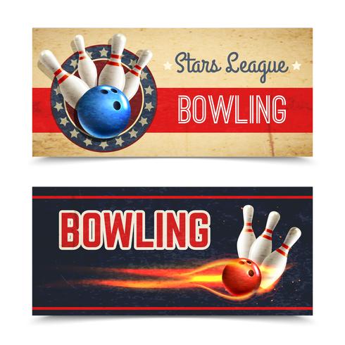 Set di banner di bowling vettore