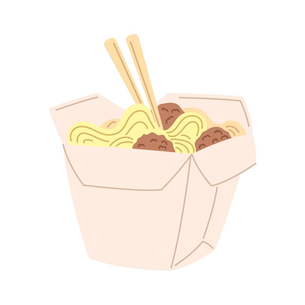 design della scatola di noodles vettore