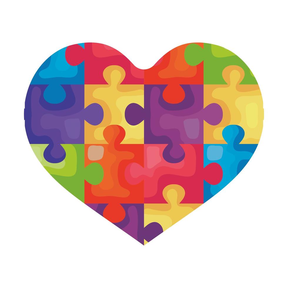 cuore dell'icona di pezzi del puzzle vettore