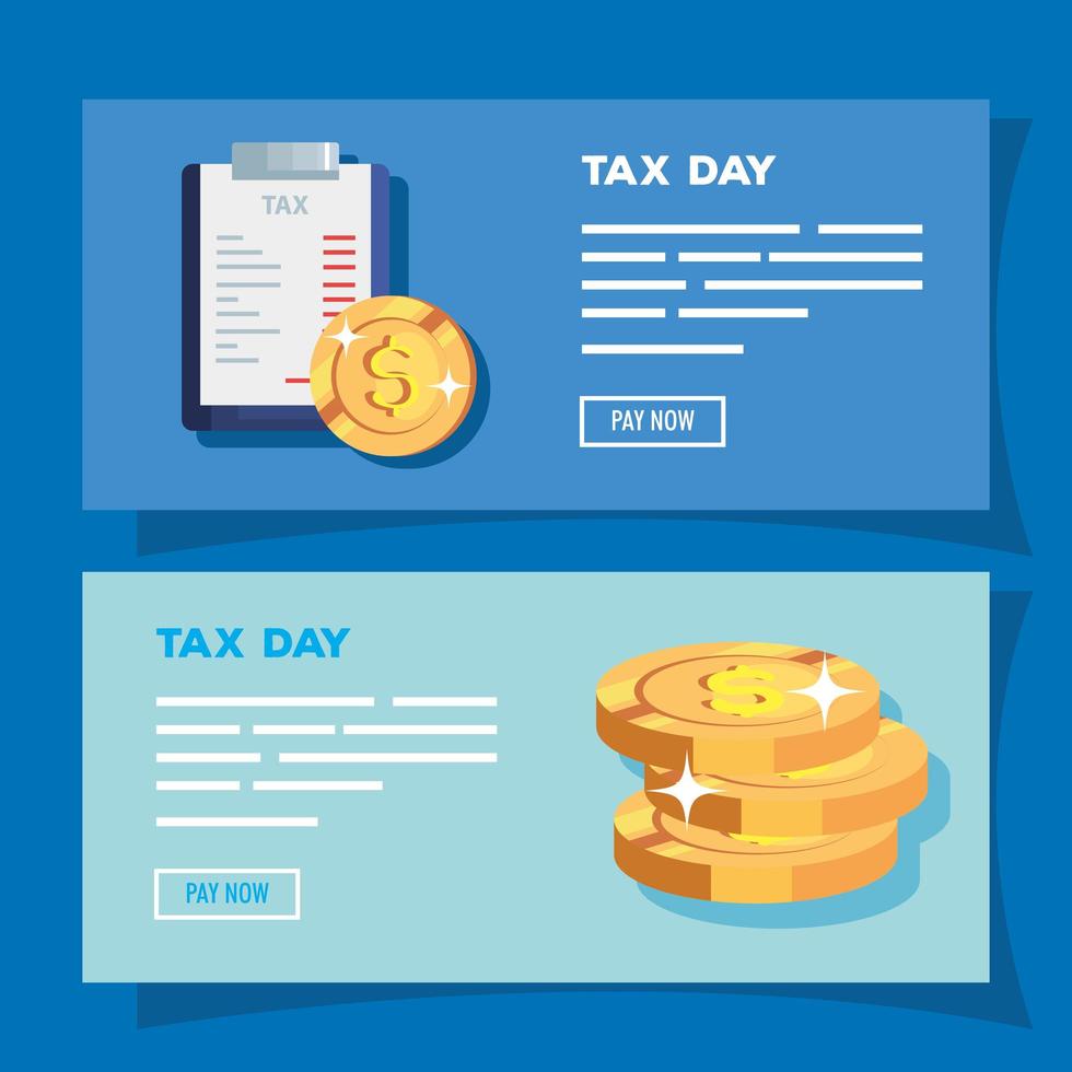 set di poster del giorno delle tasse con icone vettore