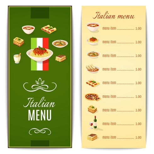 Menu del cibo italiano vettore