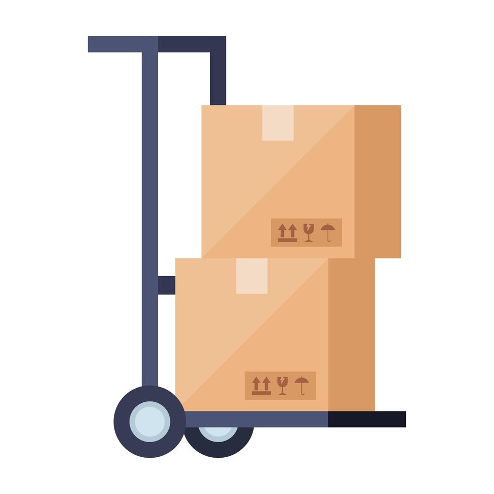 scatole di consegna sul disegno vettoriale del carrello