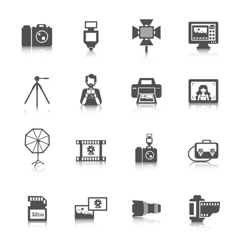 Set di icone di fotografia vettore