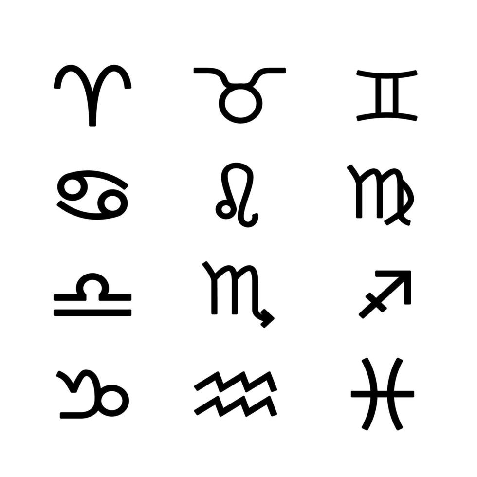 set di segno zodiacale simbolo. illustrazione vettoriale. vettore