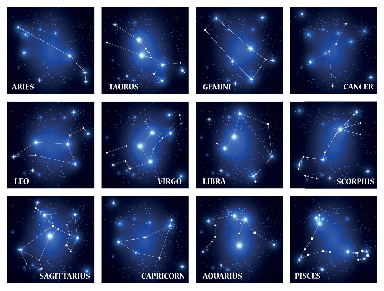 set di segno zodiacale simbolo. illustrazione vettoriale. vettore