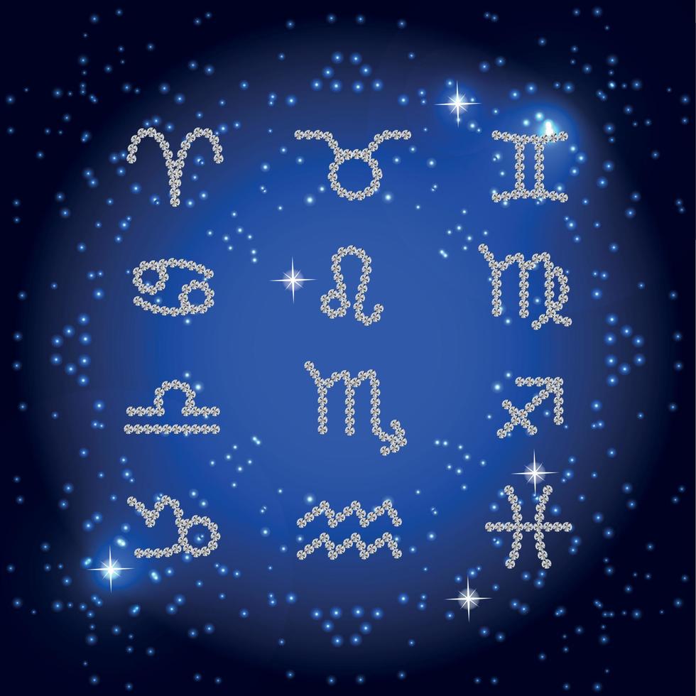 set di simbolo segno zodiacale diamante. illustrazione vettoriale. vettore