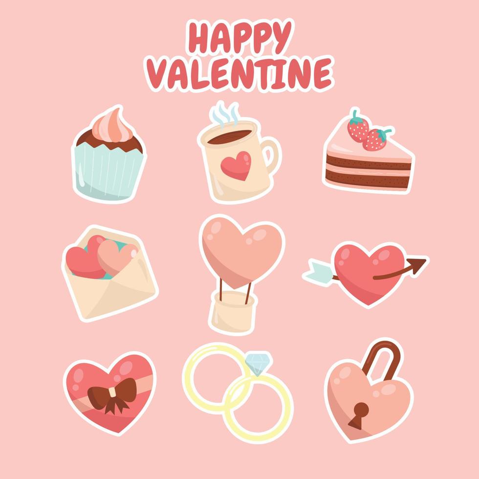 set di icone di san valentino vettore