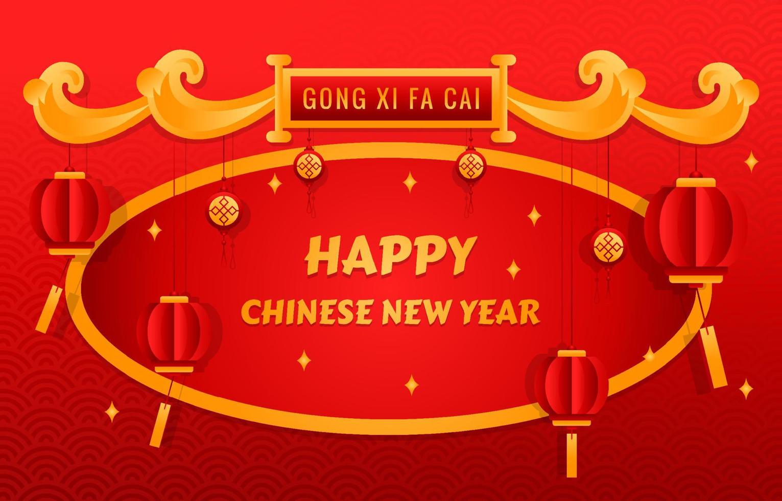 sfondo decorativo del capodanno cinese gong xi fa cai vettore