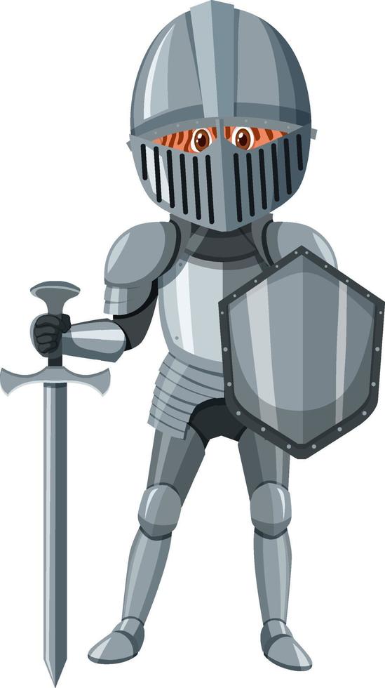 personaggio dei cartoni animati cavaliere medievale isolato vettore