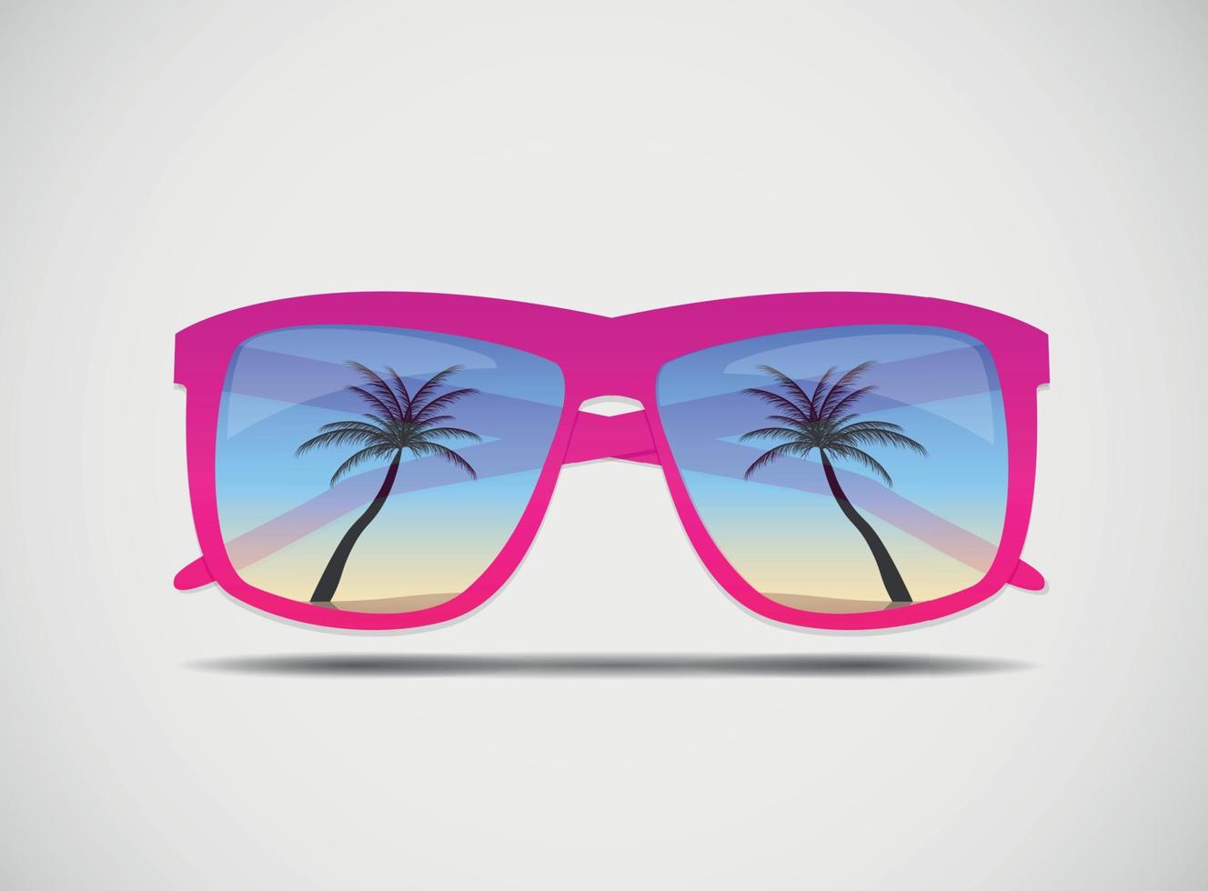 occhiali da sole con illustrazione vettoriale di una palma