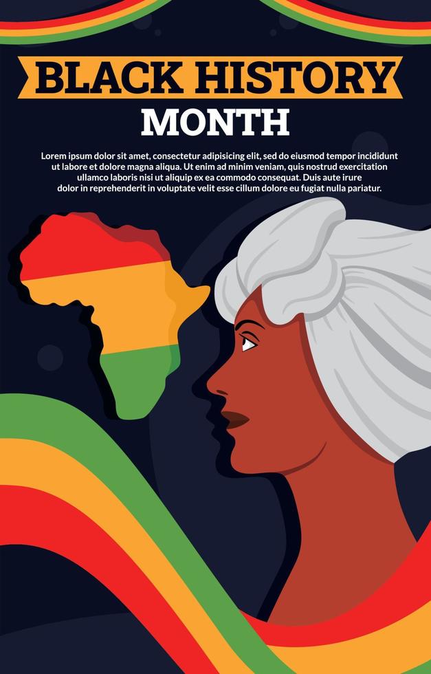 celebra il poster del mese della storia nera con una donna afroamericana vettore