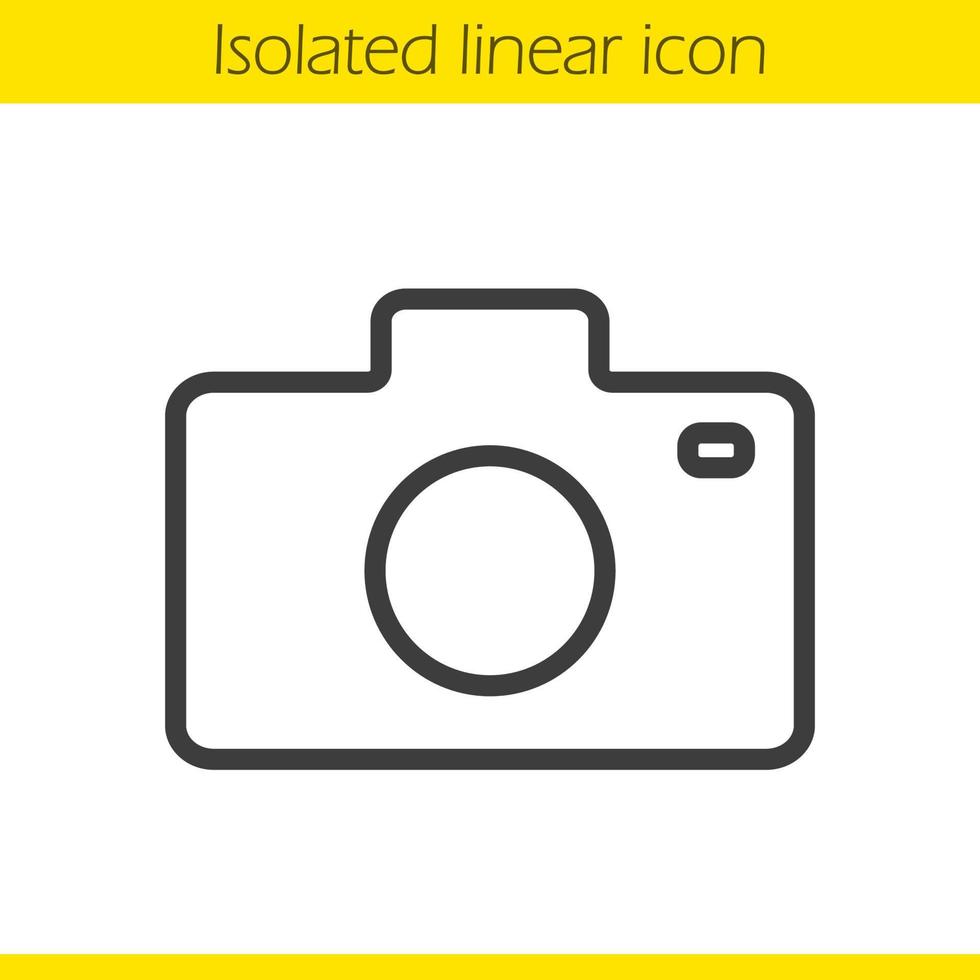 icona della fotocamera lineare. illustrazione della linea sottile dell'attrezzatura del fotografo. simbolo del contorno della fotocamera. disegno vettoriale isolato contorno