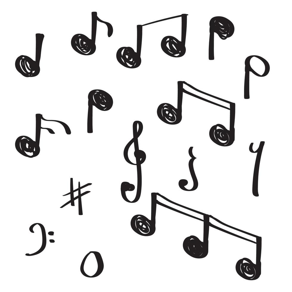 illustrazione vettoriale di musica nota scarabocchio disegnata a mano unica