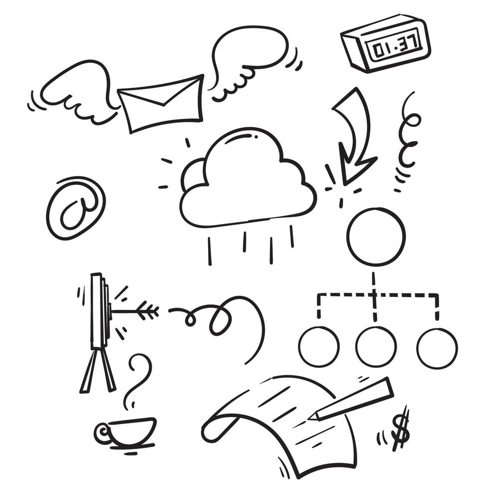 icona dell'illustrazione dell'elemento infografico di affari di scarabocchio disegnato a mano vettore