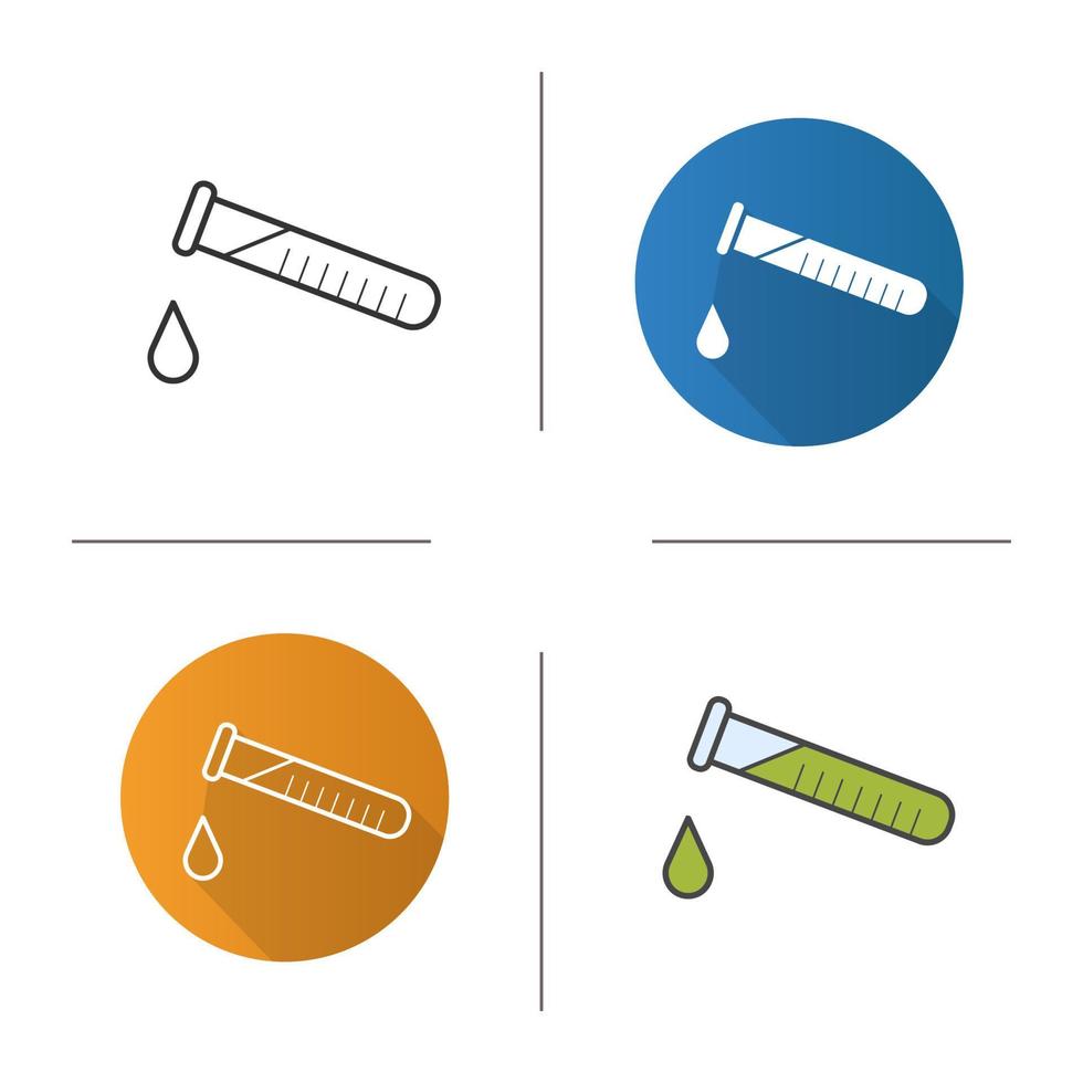 icona di esperimento chimico. design piatto, stili lineari e di colore. provetta di laboratorio con goccia. illustrazioni vettoriali isolate di becher