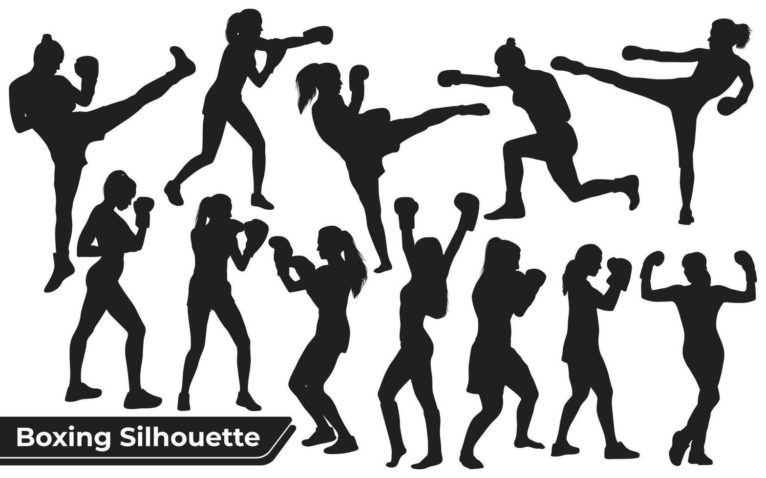 collezione di silhouette donna boxe vettore